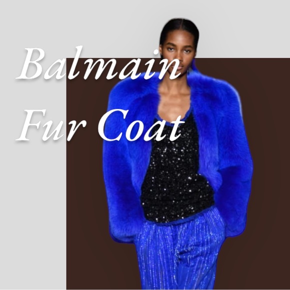 Balmain blue fur jacket. Cropped. LIKE NEW • Kardashian Kloset - Picture 5 of 5